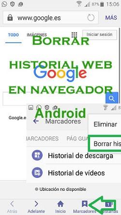 Donde está el historial web en el móvil Android