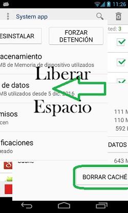 Liberar espacio en teléfono móvil Android