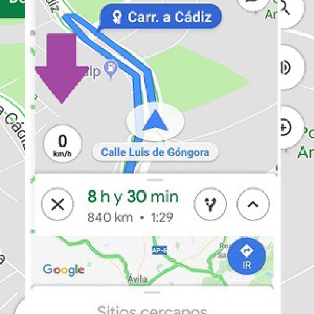 Activar Velocímetro en navegador Google Maps