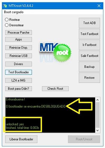 Comprobar bootloader en Multilaser MS70