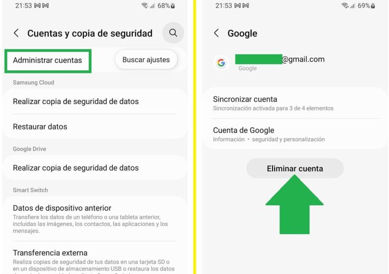 Cómo Eliminar Cuenta Google Account de Android antes y después de ...